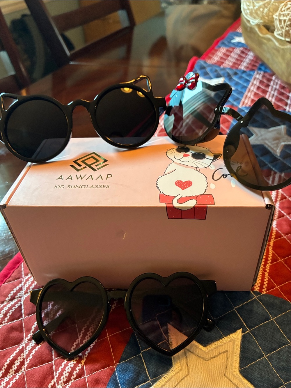 Kids Black Heart & Cat Sunglasses - Cute Black Frames